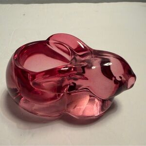 Indiana Pink Glass Ester Bunny Figurine Votive Tea Candle